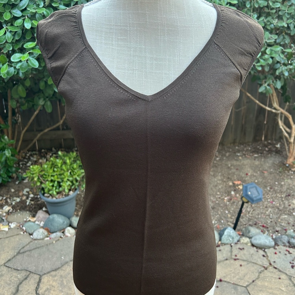 Ann Taylor Chocolate Brown V-Neck Tank Top